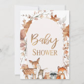 Herbstfarben Blätterwaldtierdusche Einladung (Rückseite)