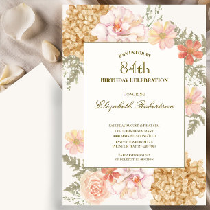 Herbstfarben Blumen 84. Geburtstagseinladung Einladung