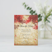 Herbstfarben: Burgund und Rote Branchen auf Ecru Save The Date (Stehend Vorderseite)