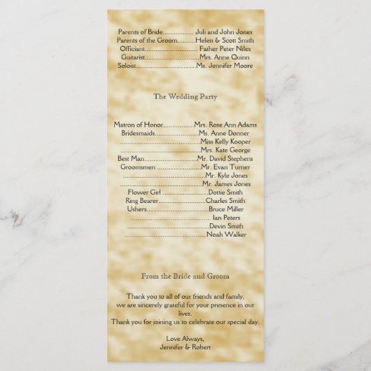 Herbstfarben: Burgund und Rotes Hochzeitsprogramm Programm (Rückseite)