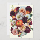 Herbstfarben Burgundy Orange Pink Floral Wedding Einladung (Rückseite)