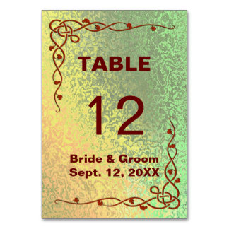 Herbstfarben der grünen gelben Hochzeitskarte Tischnummer