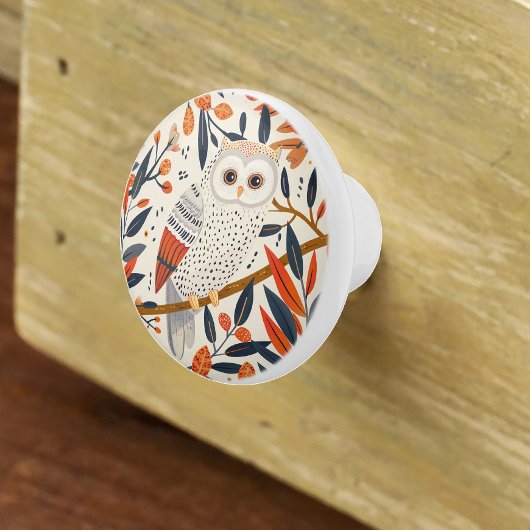 Herbstfarben der Whimsical Owl Illustration Keramikknauf