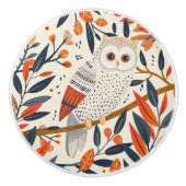 Herbstfarben der Whimsical Owl Illustration Keramikknauf (Vorderseite)
