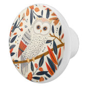 Herbstfarben der Whimsical Owl Illustration Keramikknauf (Rechts)