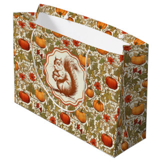 Herbstfarben Eichhörnchen Kürbis Große Geschenktüte