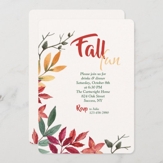 Herbstfarben - Einladung (Vorne/Hinten)