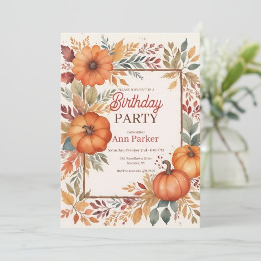 Herbstfarben Einladung (Stehend Vorderseite)
