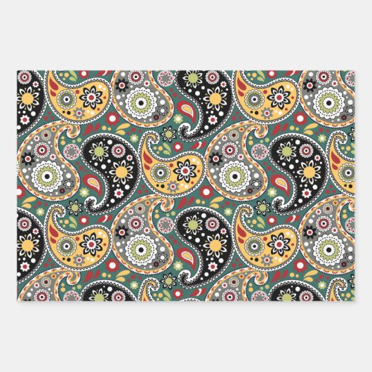 Herbstfarben Elegantes Bohemisches Barock Geschenkpapier Set (Vorderseite 2)