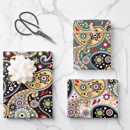 Herbstfarben Elegantes Bohemisches Barock Geschenkpapier Set (Vorderseite)