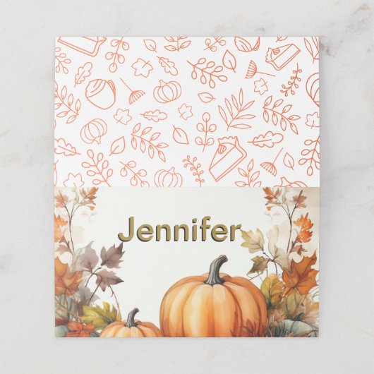 Herbstfarben Erntedank Abendessen Platzkarte (Außenseite Aufgefaltet)