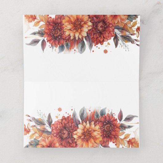 Herbstfarben Erntedank Abendessen Platzkarte (Innenseite Aufgefaltet)