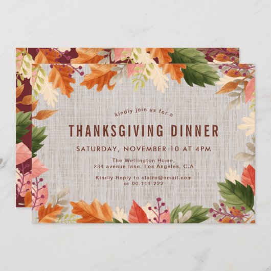 Herbstfarben Erntedank Einladung (Vorne/Hinten)