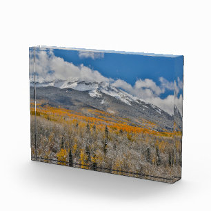 Herbstfarben Espen & Rocky Mountains, Colorado Fotoblock