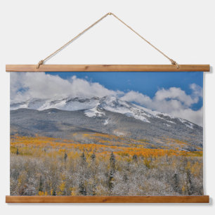 Herbstfarben Espen & Rocky Mountains, Colorado Wandteppich Mit Holzrahmen