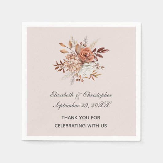 Herbstfarben florale Trendy Wedding Napkins Serviette (Vorderseite)