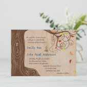 Herbstfarben Forest Initials in Tree Wedding Einladung (Stehend Vorderseite)