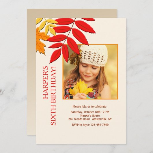 Herbstfarben Foto Erntedank Card Einladung (Vorne/Hinten)