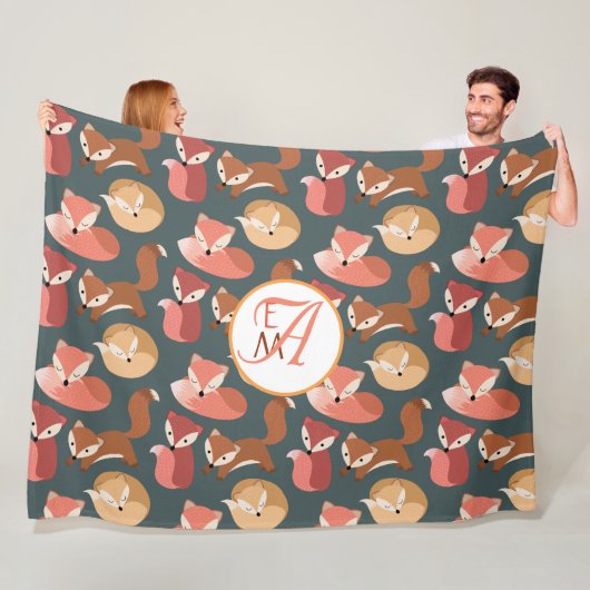 Herbstfarben für mit Monogramm Waldfüchse Herbst Fleecedecke (Beispiel)