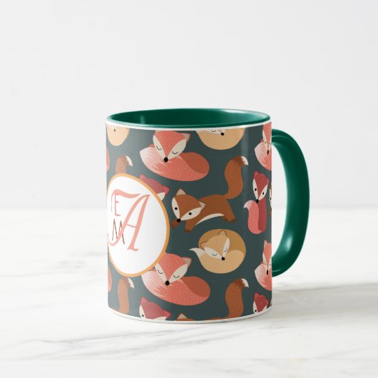 Herbstfarben für mit Monogramm Waldfüchse Herbst Tasse (VorderseiteRechts)