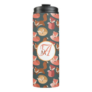 Herbstfarben für mit Monogramm Waldfüchse Herbst Thermosbecher