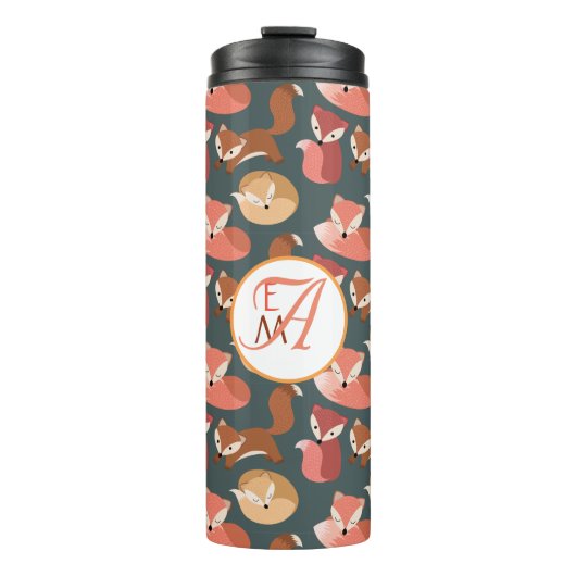 Herbstfarben für mit Monogramm Waldfüchse Herbst Thermosbecher (Vorderseite)
