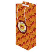 Herbstfarben-glücklicher Erntedank Geschenktüte Für Weinflaschen (Rückseite Schrägansicht)