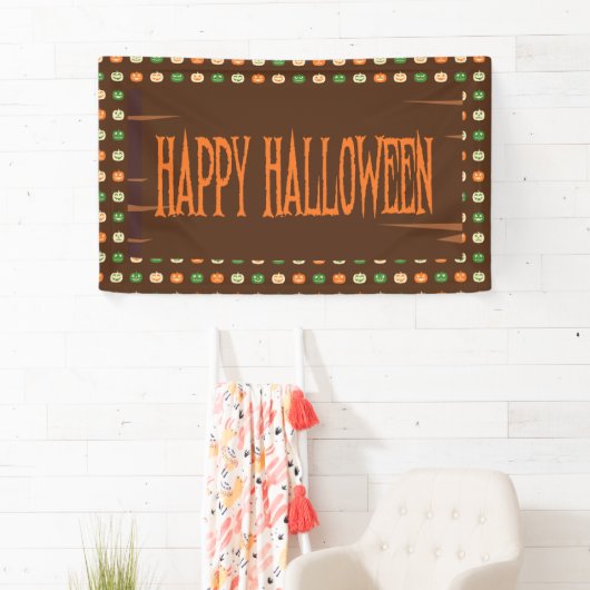 Herbstfarben Halloween Kürkin Pattern Banner (Insitu)