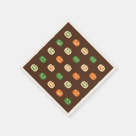 Herbstfarben Halloween Kürkin Pattern Serviette (Ecke)