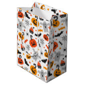 Herbstfarben Halloween-Symbolmuster Mittlere Geschenktüte (Rückseite Schrägansicht)