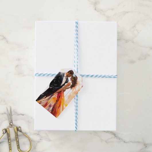 Herbstfarben Herbst Braut und Boden Geschenkanhänger (Mit Garn)