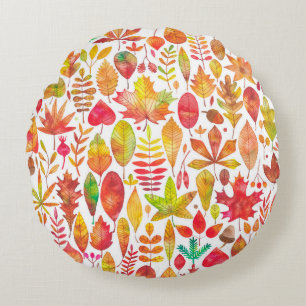 Herbstfarben-Herbstlaub nahtlos Rundes Kissen
