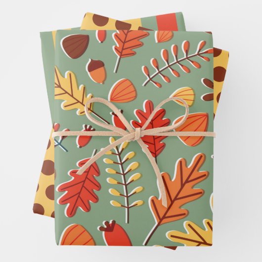 Herbstfarben Herbstleaves Wrapping Paper Set Geschenkpapier Set (Beispiel)