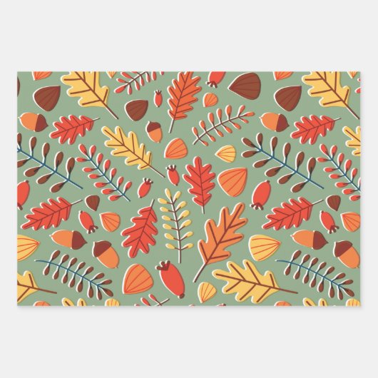 Herbstfarben Herbstleaves Wrapping Paper Set Geschenkpapier Set (Vorderseite)