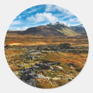 Herbstfarben in der Landschaft Runder Aufkleber