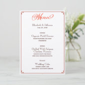 Herbstfarben Kalligrafie Script Wedding Menu Card Menükarte (Stehend Vorderseite)