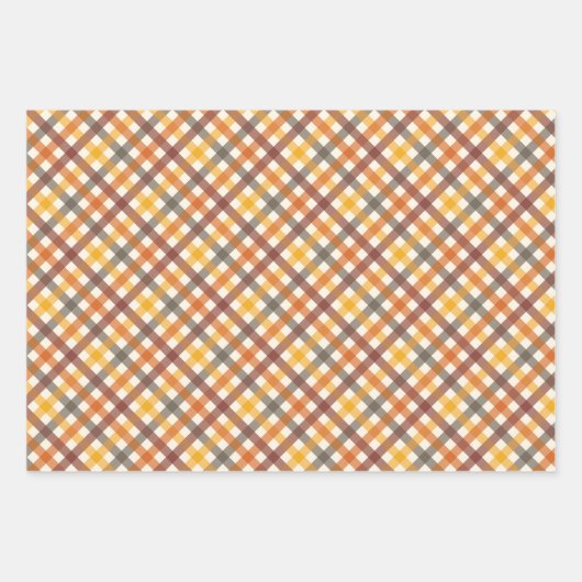 Herbstfarben Kariert Geschenkpapier Set (Vorderseite)