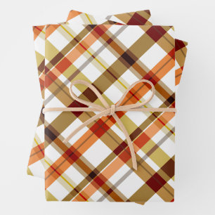 Herbstfarben Kariert Geschenkpapier Set