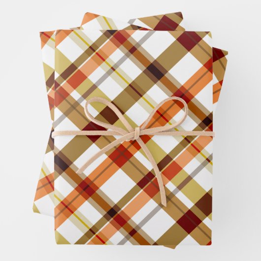 Herbstfarben Kariert Geschenkpapier Set (Beispiel)
