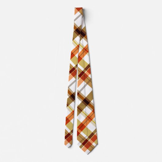 Herbstfarben Kariert Krawatte (Rückseite)