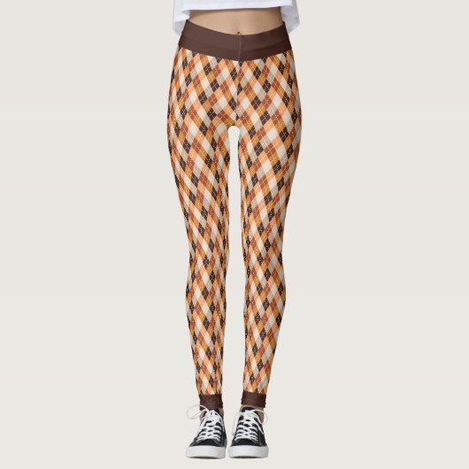 Herbstfarben Kariert Leggings (Vorderseite)