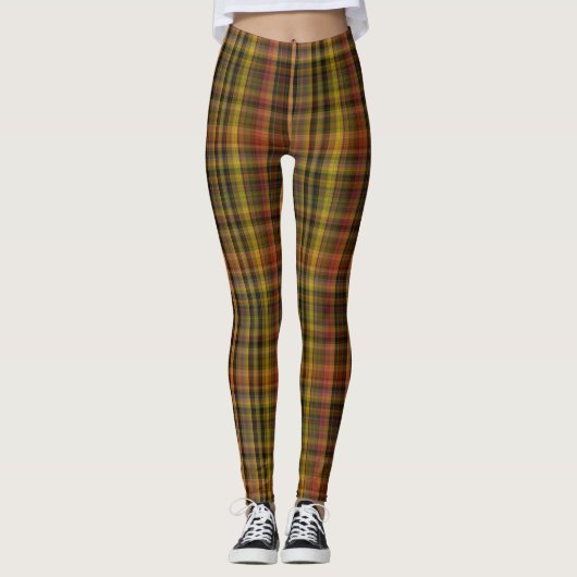 Herbstfarben Karierte Leggings (Vorderseite)