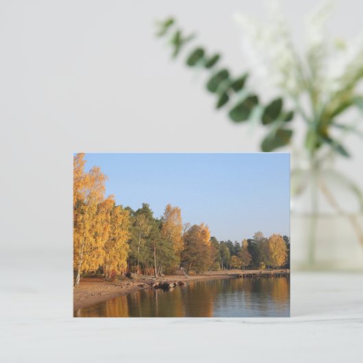 Herbstfarben Landschaft aus Espoo, Finnland Postka Postkarte (Stehend Vorderseite)