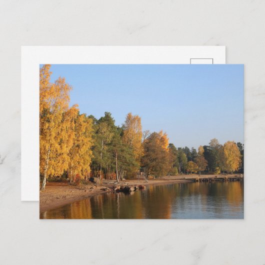 Herbstfarben Landschaft aus Espoo, Finnland Postka Postkarte (Vorne/Hinten)