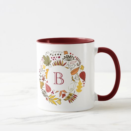 Herbstfarben, Leafs Circle Illustration Tasse (Rechts)
