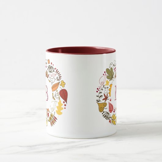 Herbstfarben, Leafs Circle Illustration Tasse (Zentrum)