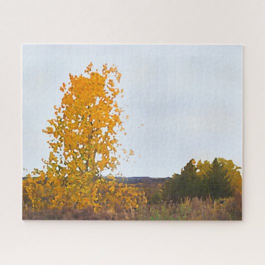 Herbstfarben Lone Cottonwood Tree Impressionistisc Puzzle (Horizontal)