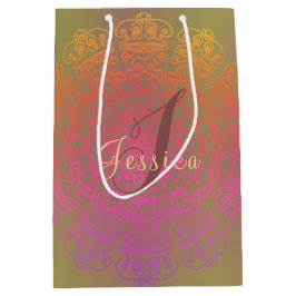 Herbstfarben-Mandala-Monogram-Geschenktasche Mittlere Geschenktüte