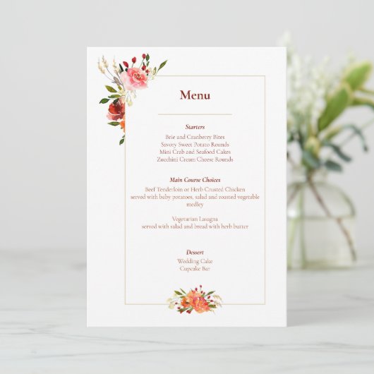 Herbstfarben Menü Wasserfarben Menükarte (Stehend Vorderseite)