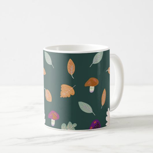 Herbstfarben mit Blätter und Mushroom-Muster Kaffeetasse (VorderseiteRechts)